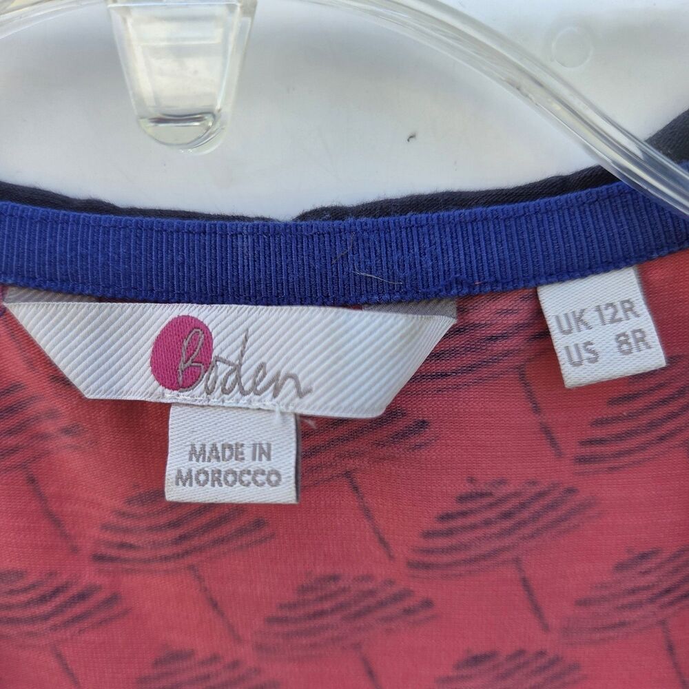 Boden Coral & Navy Sunset Parasol Umbrella Novelty Print Jersey Dress 8R - Picture 3 of 11